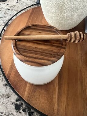 Hearth & Hand with Magnolia Stoneware Honey Pot with WoodDipper and Lid 16oz